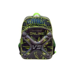 MOCHILA INFANTIL ESCOLAR VERDE CON NEGRO GAMER 102016 16"