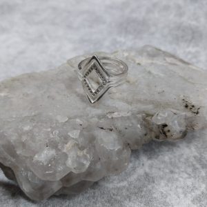 ANILLOS PLATA 925 ROMBOS CON ZIRCONES CRISTAL A457