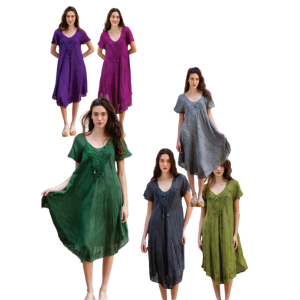 VESTIDO RAYON CREP BORDADO NM-5694