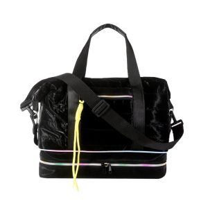 SKU 133-M BOLSO PARA MUJER DE LA MARCA AQUARELLA LINEA MATELASSE SATIN EN COLOR NEGRO