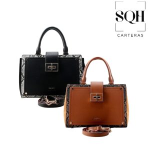 CARTERA MUJER RIGIDA COMBINADA CON PU REPTIL JULIA SQUASH 30374