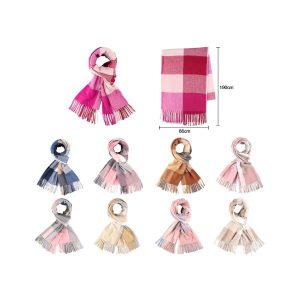 PASHMINA DE LANILLA PARA MUJER A CUADROS Y CON FLECOS LA CHAPELLE 34UO8011