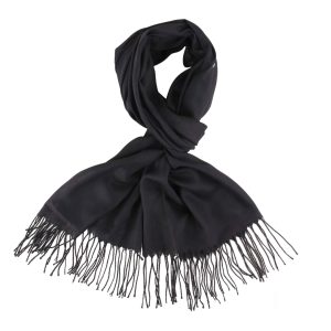 PASHMINA LISA NEGRA CON FLECOS LA CHAPELLE 34UO8019