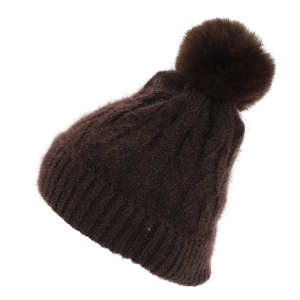 GORRO CON POMPON PARA MUJER MATERIAL DE LANILLA . MARCA LA CHAPELLE. VENTA POR MAYOR DE GORROS. 34UO8333