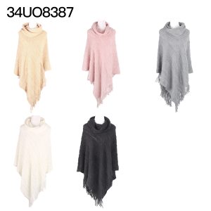 34UO8387 PONCHO TEJIDO CON CUELLO LA CHAPELLE 34UO8387
